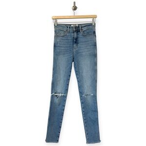 Free People We The Free Raw Hem Distressed Light Wash Skinny Jeans Size 27